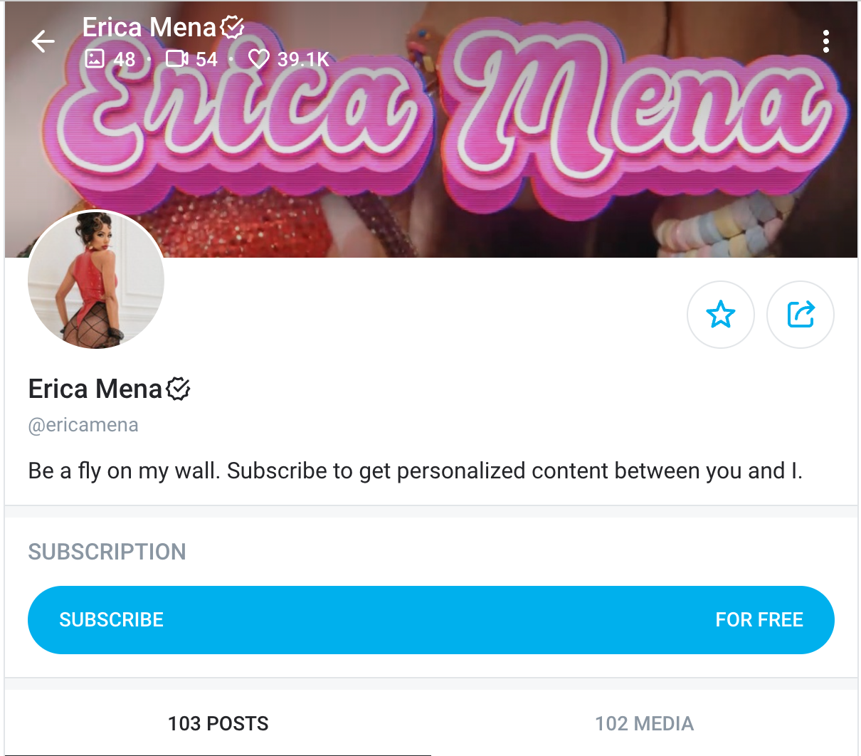 Erica Mena's OnlyFans acccount 